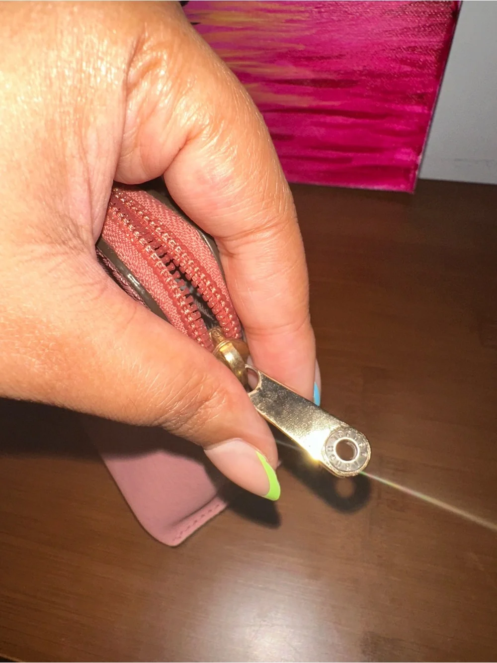 henri bendel Pink Saffiano Zip Cosmetic Case